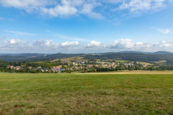 Aussichtsreicher Blick Mit Feldern Auf Das Dorf Leitersweiler Saarländischen Sankt — Stockfoto