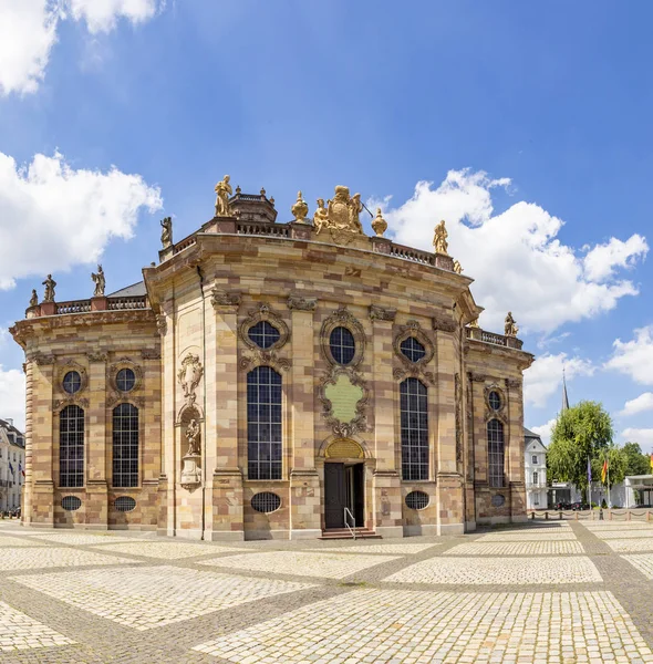 Västra Fasaden Och Torn Ludwigskirche Kyrkan Saarbrücken Tyskland — Stockfoto