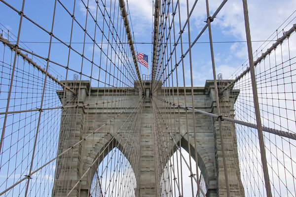 Detail of brooklyn bridge in New York