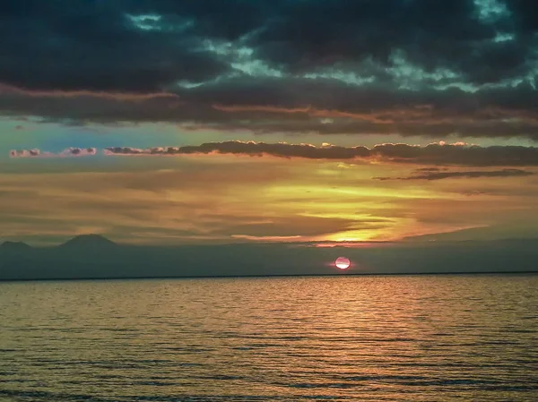 Pôr Sol Romântico Praia Singaraja Bali — Fotografia de Stock