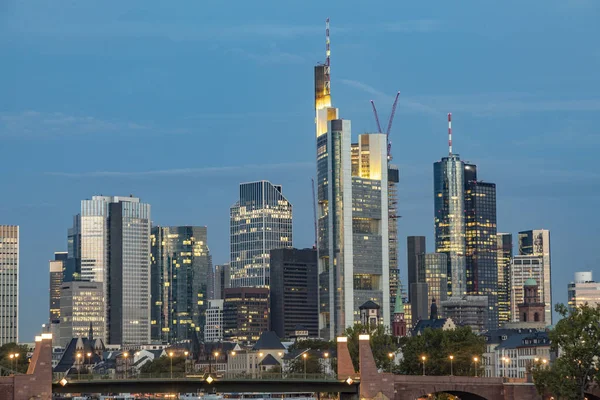 Panorama Frankfurtu Nad Mohanem Řeky Mohan Časných Ranních Hodinách — Stock fotografie