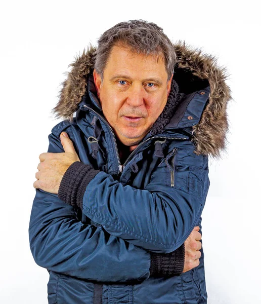 Retrato Del Hombre Congelado Ropa Invierno —  Fotos de Stock