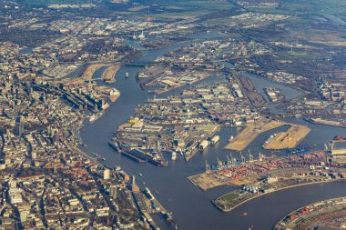 Hamburg Liman nehir Elbe ve Dock ile hava