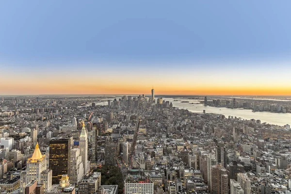 Vista Panoramica Speculare New York Notte — Foto Stock