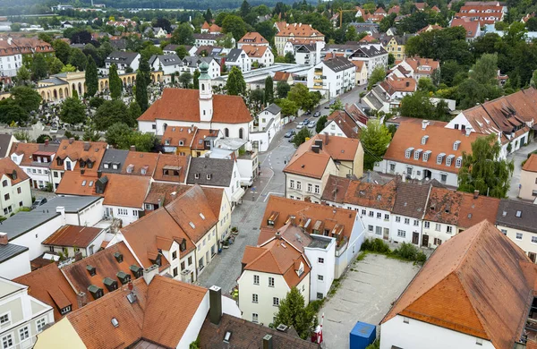 查看对中世纪村庄的弗莱辛在巴伐利亚 — 图库照片