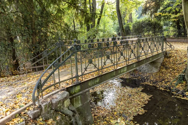 ヴィースバーデン ドイツの Salzbach 川でロマンチックな歴史的な橋 — ストック写真