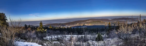 Soluppgång Tidig Morgon Skogen Med Ljusa Sunbeam Området Taunus — Stockfoto