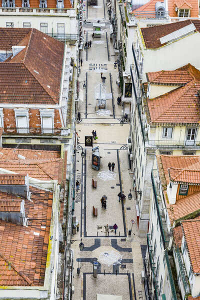 View from the Elevador de Santa Justa to the old part of Lisbon, Portugal