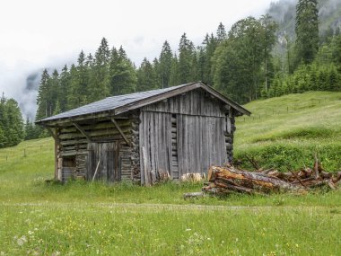 allgaeu Rappenalbtal, eski ahşap kabin