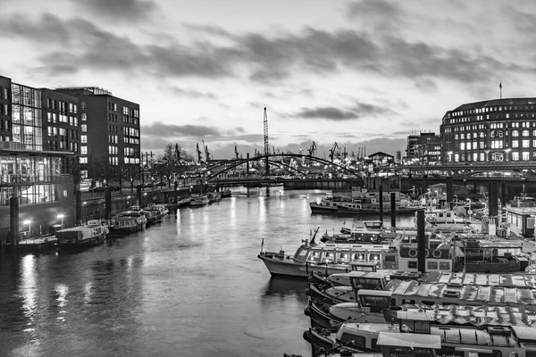 Storico Speicherstadt Notte Amburgo — Foto Stock