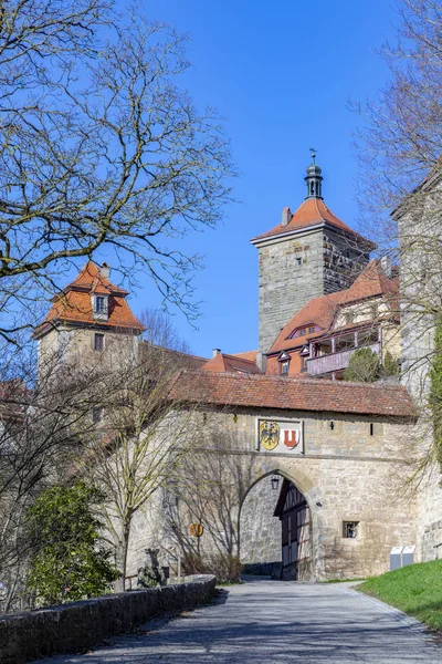 Malowniczy Widok Stare Kobolzeller Bramy Miasta Rothenburg Der Tauber — Zdjęcie stockowe