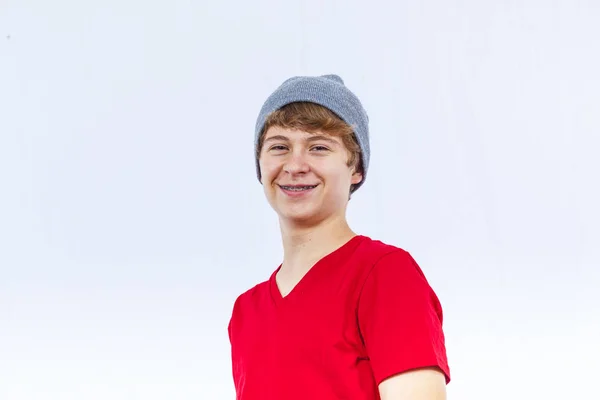 Portrait Young Teenage Boy Cap — Stock Photo, Image