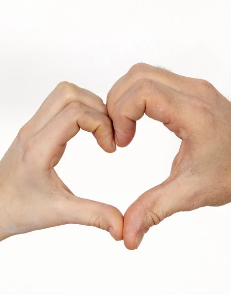 Δάχτυλο Δείχνει Σημάδι Της Αγάπης Την Οικοδόμηση Μια Καρδιά Σύμβολο — Φωτογραφία Αρχείου
