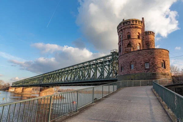 Historický Železniční Most Mainzu Německo — Stock fotografie