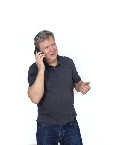 Мужчина Использует Свой Мобильный Телефон Разговора — стоковое фото