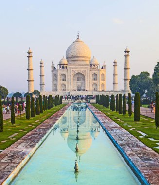 Taj mahal gündoğumu ışık, agra, Hindistan