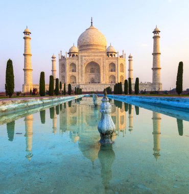 Taj mahal gündoğumu ışık, agra, Hindistan