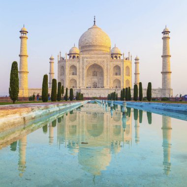 Taj mahal gündoğumu ışık, agra, Hindistan
