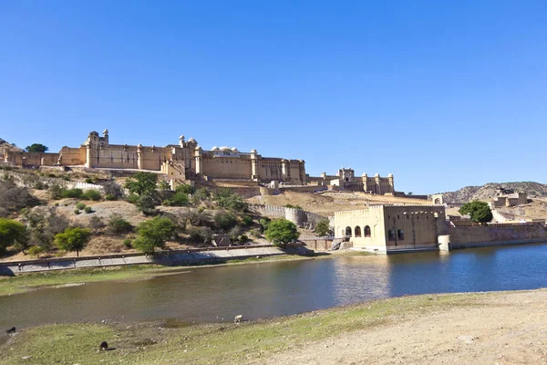 Słynny Amber Fort Jaipur Indie Stanie Rajasthan — Zdjęcie stockowe