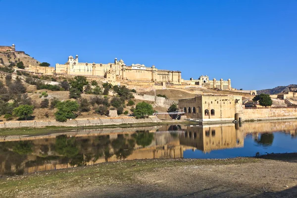 Berömda Amber Fort Jaipur India Delstaten Rajasthan — Stockfoto