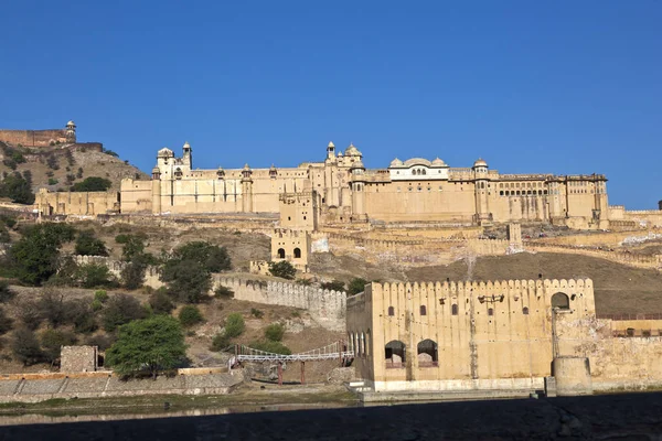 Słynny Amber Fort Jaipur Indie Stanie Rajasthan — Zdjęcie stockowe