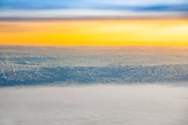 Aerial view to  russian agriculture landscape in snow with himal — Stock Photo, Image