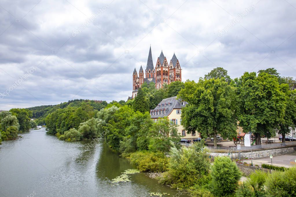 view to Limburg Cathedral with river Lahn 