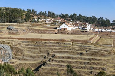 Chinchero in Urubamba District, Colonial Church, Incas Palace ru clipart