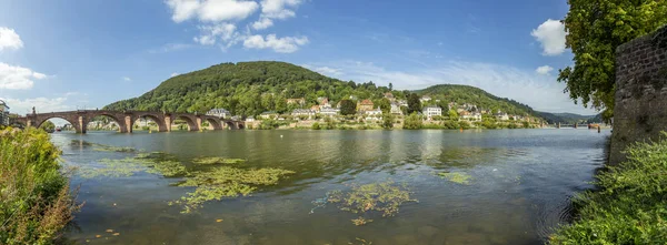 Panoramic view with old bridge to Heidelberg — Stock Photo, Image