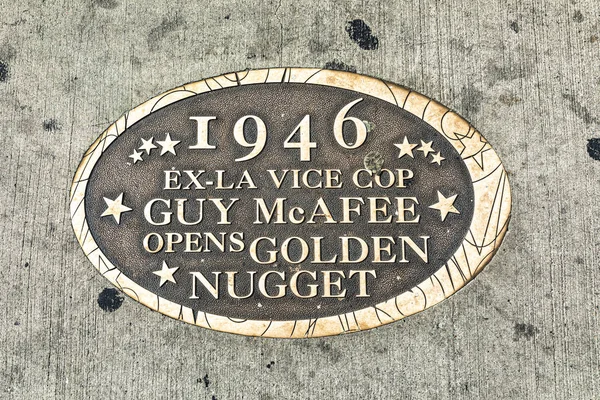 Plate for opening the Golden Nugget in 1946 by Guy McAfee at Fre — Stock Photo, Image
