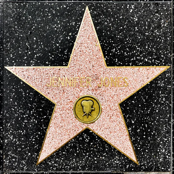 Close-up de Estrela na Calçada da Fama de Hollywood para Jennifer Jones — Fotografia de Stock