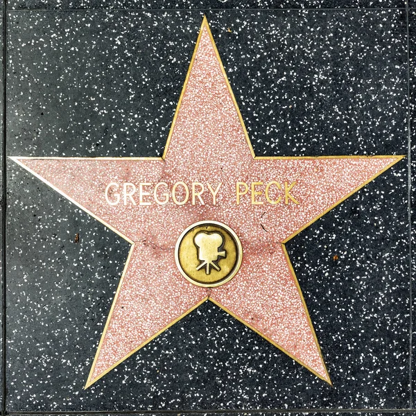 Detailní záběr hvězdy na Hollywood Walk of Fame pro Gregory Peck — Stock fotografie