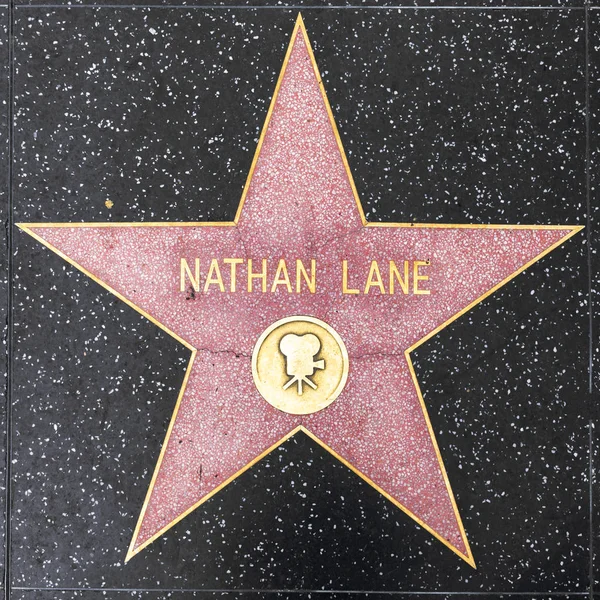 Close-up de Estrela na Calçada da Fama de Hollywood para nathan lane — Fotografia de Stock