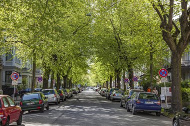 Wiesbaden şehir merkezinin manzaralı manzarası. Wiesbaden ile 