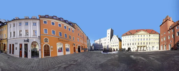 Panoramic view to central market place in Regensburg, Germany — Stock Photo, Image