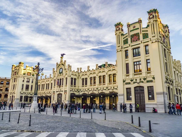 The North (main railway) Station, built in 1852 in Valencian Art — Stock Photo, Image