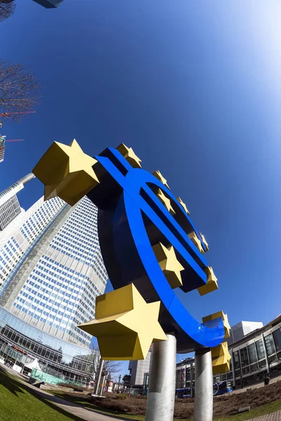 Symbol eura ve Frankfurtu — Stock fotografie