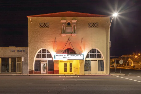 Old cafe at scenic Route 66 by night — Stock Photo, Image