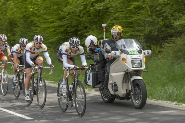 The annual classic bicycle race around the Henninger turm takes — Stock Photo, Image