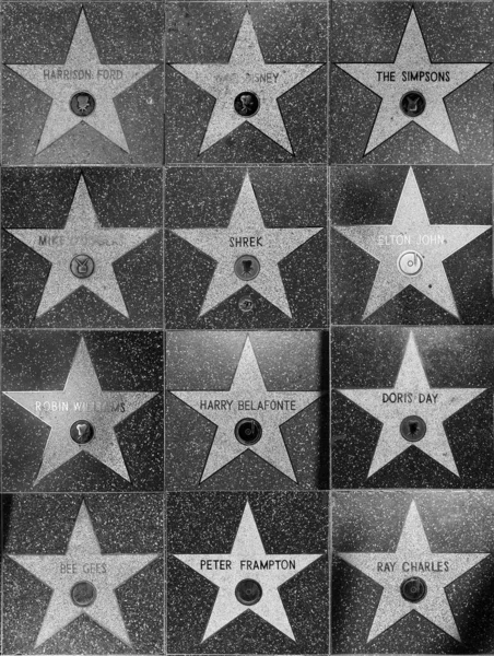 Collage de estrellas en Hollywood Paseo de la Fama — Foto de Stock