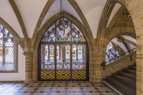 Inside the famous new town hall in Munich. Architect Georg von H — Stock Photo, Image