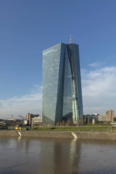 Panorámás kilátás a hafenpark ostend, frankfurt am Main, német — Stock Fotó