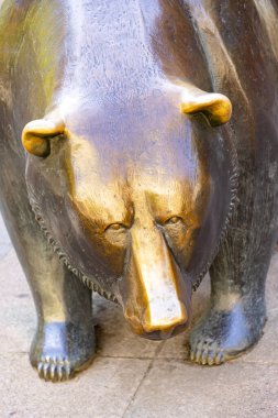 Bear and Bull sculpture in front of Frankfurt Stock Exchange bui clipart