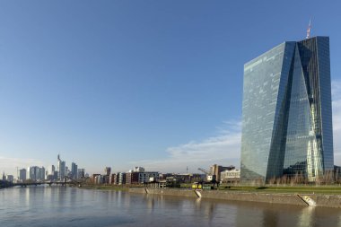 Ottend, Frankfurt am Main, Almanya 'daki hafenpark panoramik görünümü