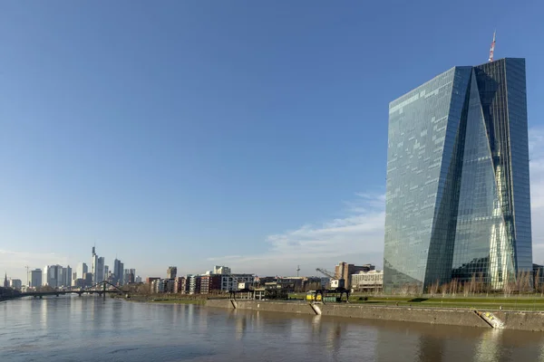 Panorámás kilátás a hafenpark ostend, frankfurt am Main, német — Stock Fotó