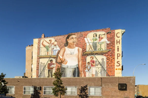 Wandmalereien - Wandmalereien an alten Häusern in brooklyn, new york. — Stockfoto