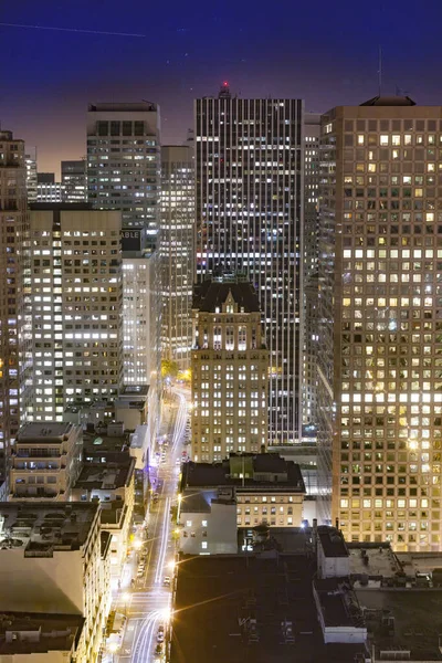 Luchtfoto van san francisco door de nacht — Stockfoto