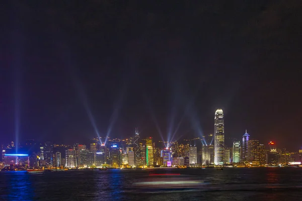 Hong kong berühmter laser harber show gesehen von kowloon — Stockfoto