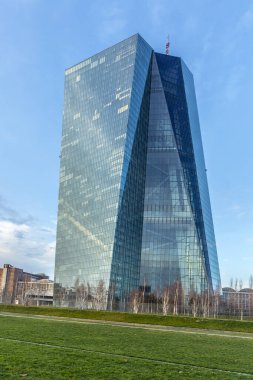 Frankfurt am Main 'deki yeni Ecb binasının panoramik görüntüsü 