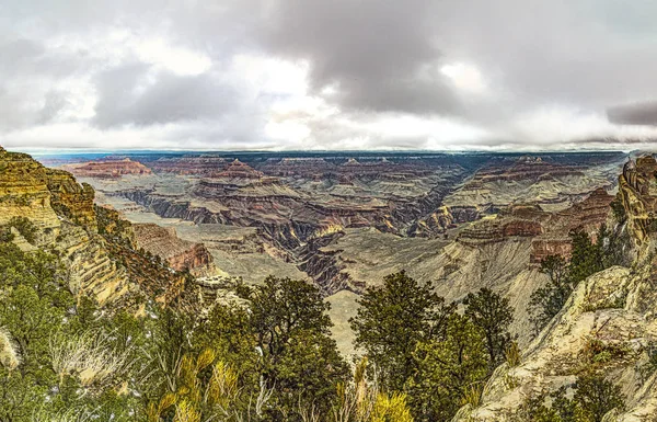 Vista panorámica al gran cañón al atardecer — Foto de Stock